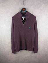L.L.Bean Jumper Mens Large Regular Burgundy Knitted Quarter Zip Pullover New